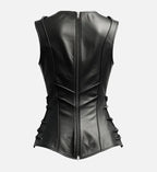 Women's Vintage Black Leather Vest
