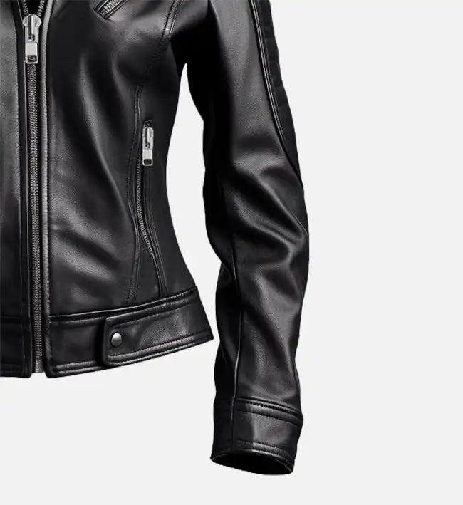 Womens black leather dasha jacket
