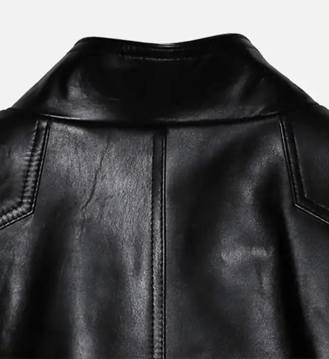 band collar biker leather jacket for men
