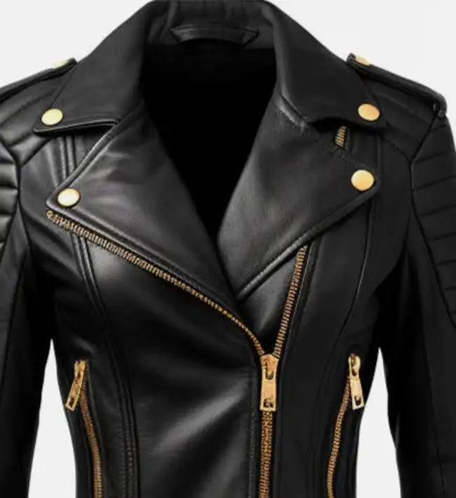 biker leather jacket black for women
