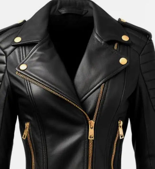 biker leather jacket black for women
