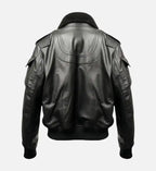 black aviator bomber leather mens jacket