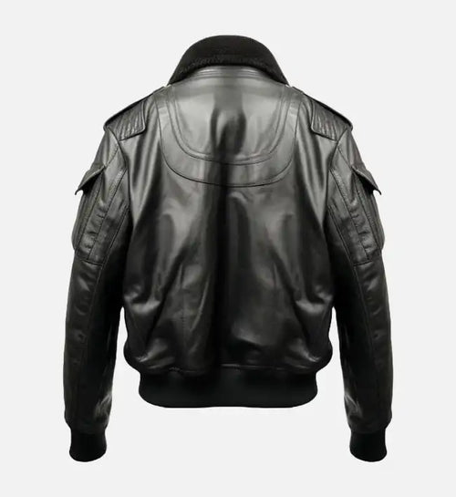 black aviator bomber leather mens jacket