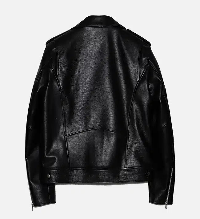 black biker jacket with double zipper for men
