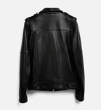 black biker leather jacket with zip up for men