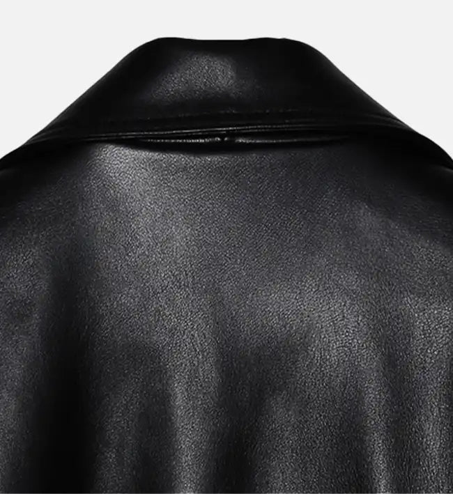 mens black zipper biker leather jacket
