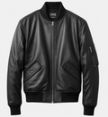 Black Bomber Leather Jacket for Men