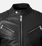 black cafe racer biker leather jacket for men