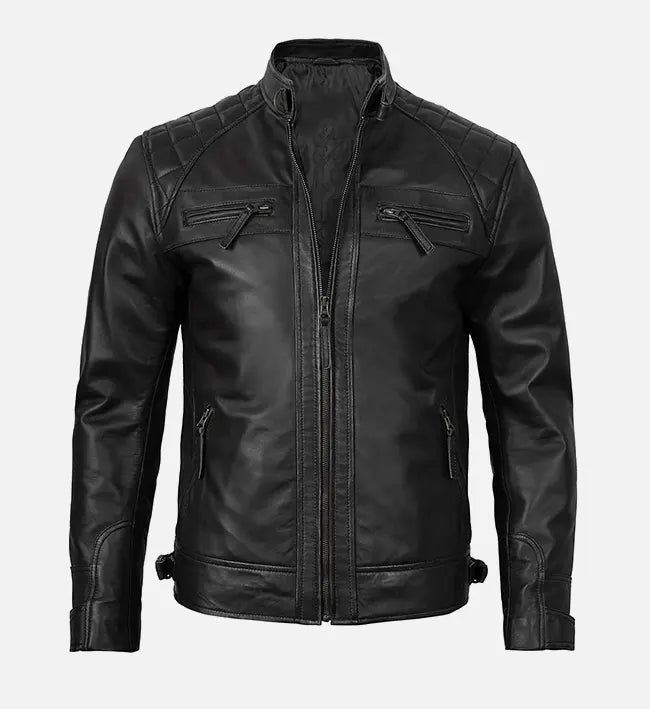 black cafe racer premium jacket for men
