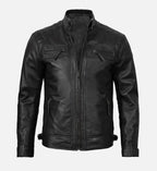black cafe racer premium jacket for men
