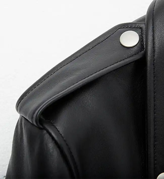 black classic biker leather jacket for women
