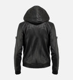 black hooded leather mens jacket