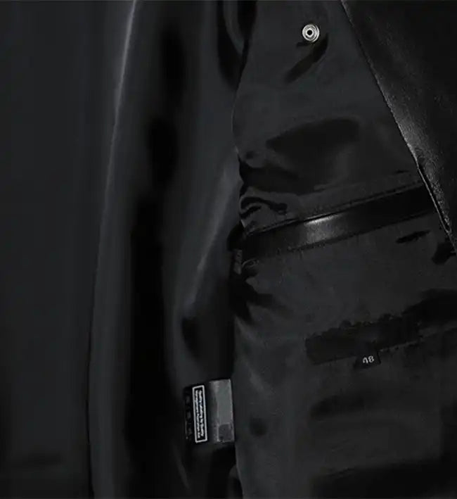 women minimal leather black biker jacket
