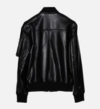black leather bomber jacket of sheep skin for men