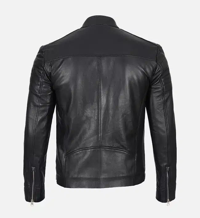 black leather cafe racer jacket for men
