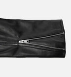zip up black leather jacket for men
