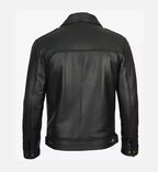 black leather slim fit jacket for men
