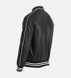 black leather varsity jacket for men