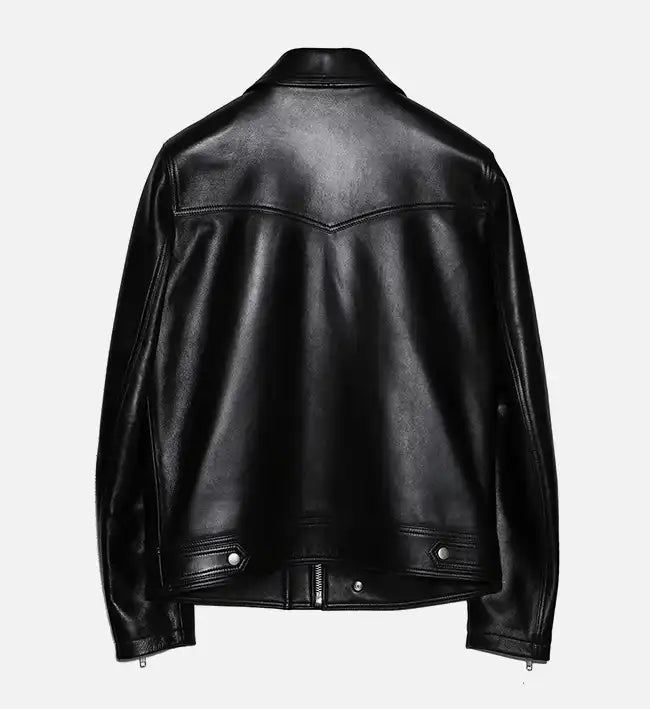 black leather western biker jacket for men
