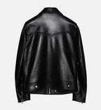 black leather western biker jacket for men
