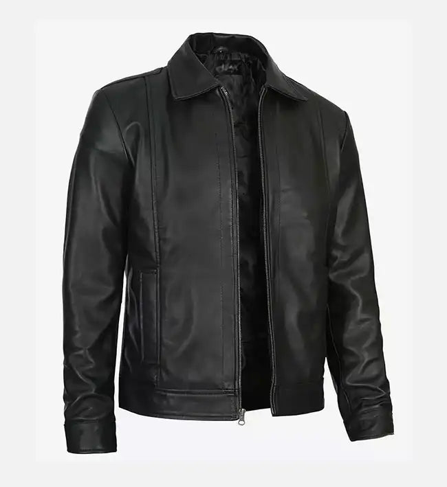 black slim fit jacket for men