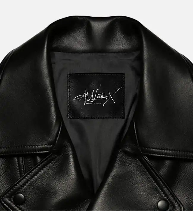 black zipper biker leather jacket for men
