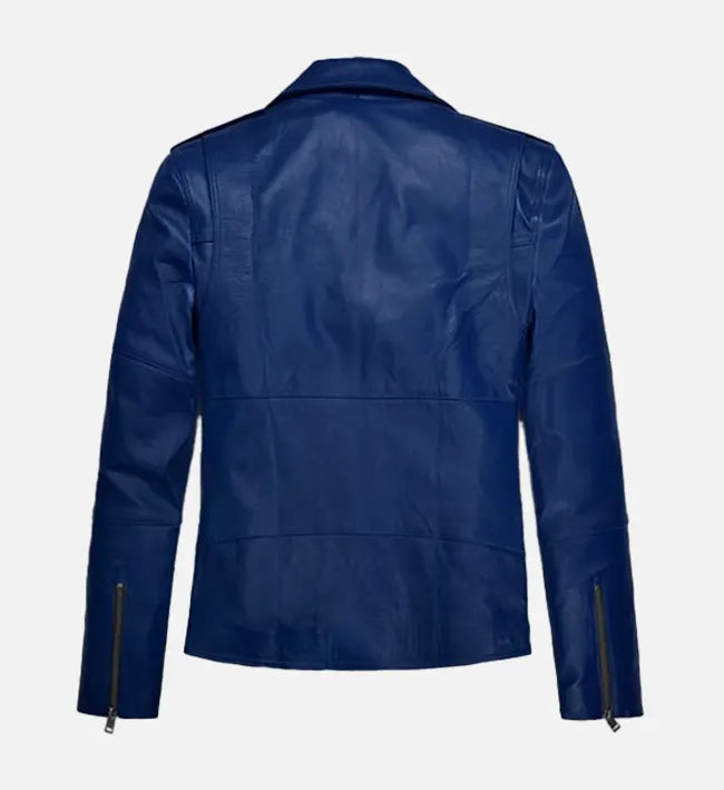 blue biker leather jacket for men