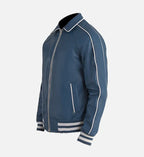 blue leather varsity jacket for men