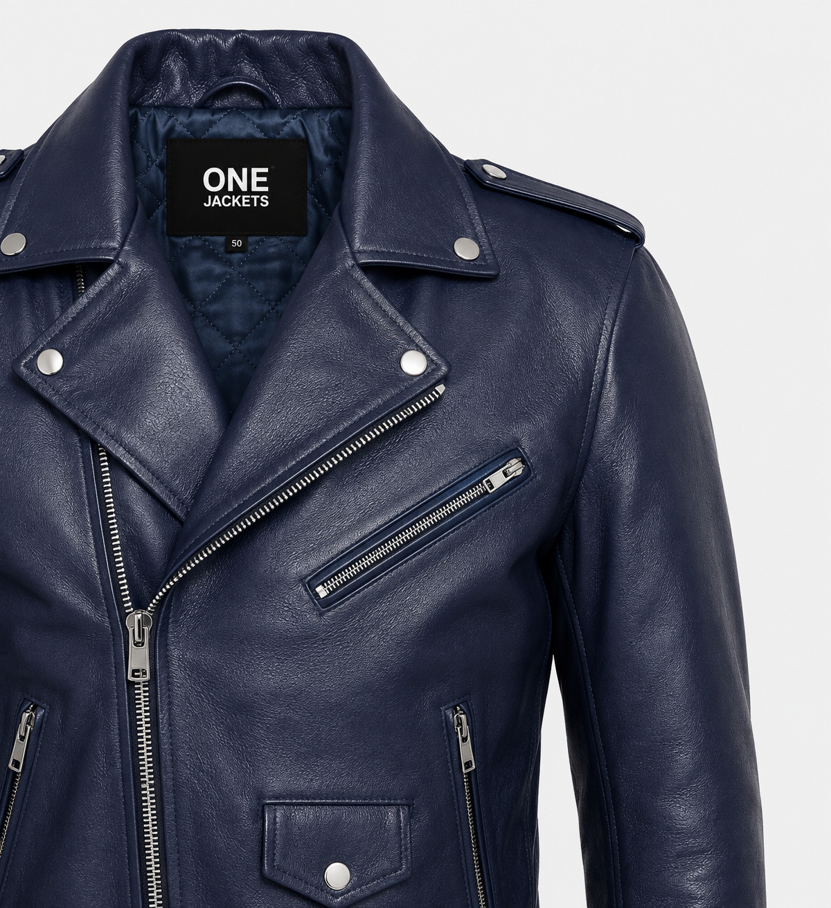 Men's Runway Blue Biker Leather Jacket
