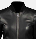 leather bomber jacket black for women
