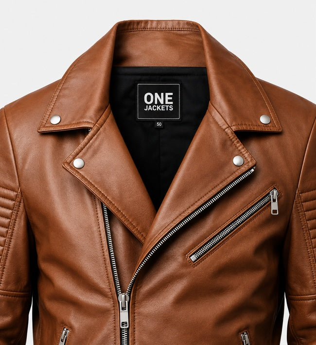 Mens Brown Biker Leather Jacket