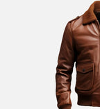 brown bomber aviator leather mens jacket