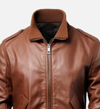 brown bomber real leather jacket for men