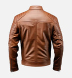brown cafe racer leather jacket for men