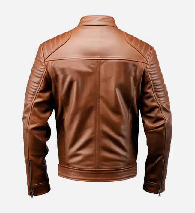 brown cafe racer leather jacket for men