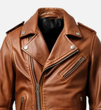 brown leather biker jacket for men