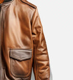 brown leather bomber jacket for men