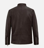 brown leather moto biker jacket for men