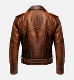 brown leather vintage biker jacket for men