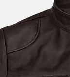 brown real leather cafe racer jacket for men