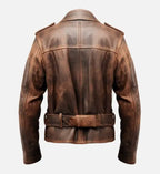 brown vintage biker leather jacket for men