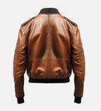 brown vintage leather bomber jacket for men