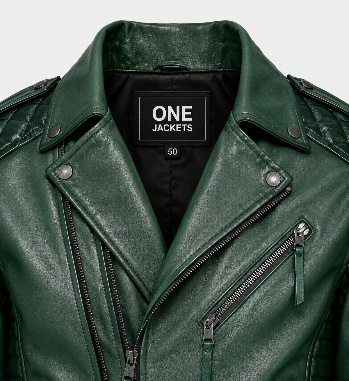 Mens Charles Burnt Green Leather Jacket