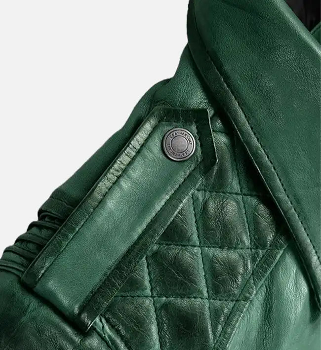 burnt green leather jacket for women charlotte
