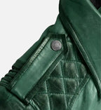 burnt green leather jacket for women charlotte
