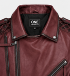 Mens Burnt Maroon Biker Leather Jacket