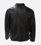 cafe racer black and white leather jacket for men