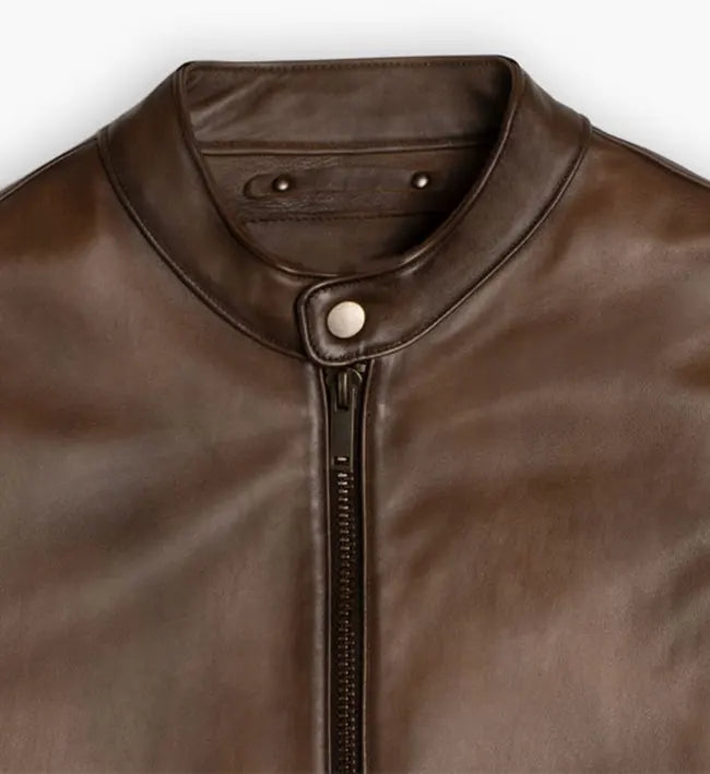 cafe racer brown leather jacket for men
