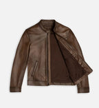 cafe racer brown leather jacket for men