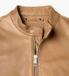 cafe racer tan leather jacket for men collar